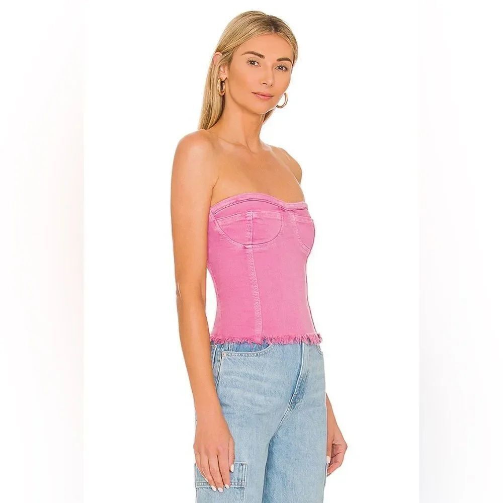 Superdown Women's Desa Crop Bustier Top in Pink Size Medium
